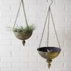 Set of Two Hanging Metal Finial Planters