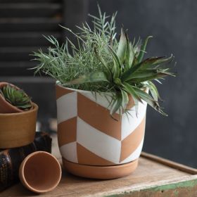 Chevron Terra Cotta Pot and Plate