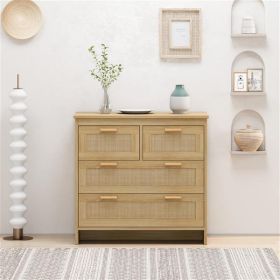 4 Drawers Rattan Cabinet,for Bedroom,Living Room,Dining Room,Hallways,Easy Assembly