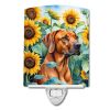 NEW Rhodesian Ridgeback in Sunflowers Ceramic Night Light Compact, UL-Certified, Ideal for Bedroom, Bathroom, Nursery, Hallway, Kitchen, 6x4x3