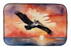 Pelican Fiery Sunset Dish Drying Mat Absorbent Dish Drying Mat Pad for Kitchen Counter Dish Drainer Mat for Countertop, 14 x 21", Multicolor