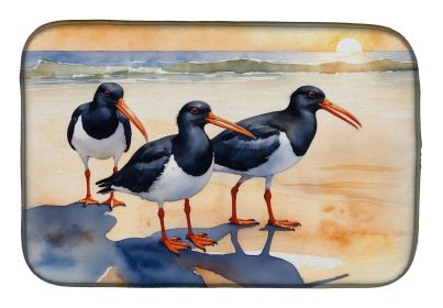 Oystercatchers Foraging Dish Drying Mat Absorbent Dish Drying Mat Pad for Kitchen Counter Dish Drainer Mat for Countertop, 14 x 21", Multicolor