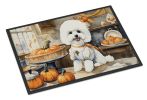 Bichon Frise Fall Kitchen Pumpkins Doormat Front Door Mat Indoor Outdoor Rugs for Entryway, Non Slip Washable Low Pile, 24H X 36W