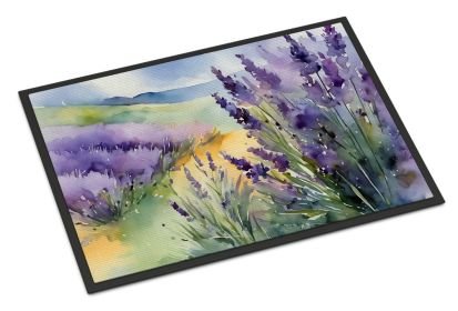 Lavender in Watercolor Doormat Front Door Mat Indoor Outdoor Rugs for Entryway, Non Slip Washable Low Pile, 24H X 36W