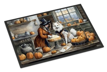 American Eskimo Fall Kitchen Pumpkins Doormat Front Door Mat Indoor Outdoor Rugs for Entryway, Non Slip Washable Low Pile, 24H X 36W