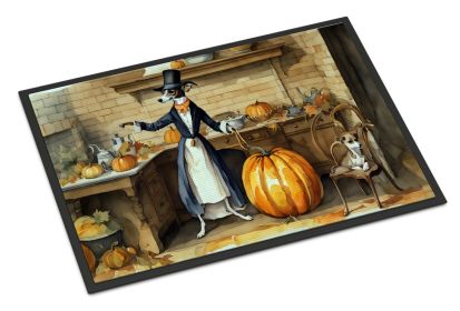 Italian Greyhound Fall Kitchen Pumpkins Doormat Front Door Mat Indoor Outdoor Rugs for Entryway, Non Slip Washable Low Pile, 24H X 36W