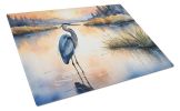 Blue Heron in the Golden Hour Glass Cutting Board Decorative Tempered Glass Kitchen Cutting and Serving Board Large Size Chopping Board