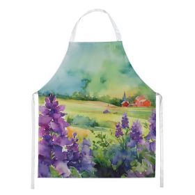 NEW New Jersey Violet in Watercolor Apron Cooking Kitchen Server Baking Crafts Gardening for Adult Women Men, Unisex, Large, Multicolor