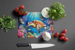 Turtle and Reefs Glass Cutting Board Decorative Tempered Glass Kitchen Cutting and Serving Board Large Size Chopping Board