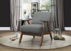 Modern Home Furniture Gray Fabric Upholstered 1pc Accent Chair Walnut Finish Wood Cushion Back and Seat Furniture