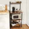 Bakers Rack with Power Outlet, Microwave Stand with Storage 5-Tiers,Coffee Bar Station,Microwave Rack, Kitchen Storage Shelf Rack