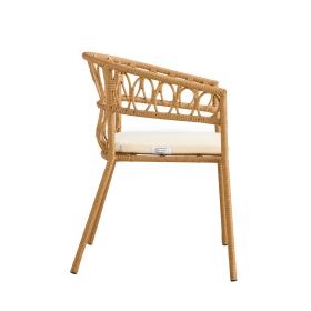 Outdoor dinner simple bamboo woven chair table legs