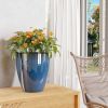 Plant Pots Set of 2 Pack,10 Inch Plant Pot for Indoor and Outdoor Plants with Drainage Hole,Flower Pots Modern Decorative (Blue)