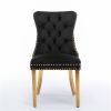 Furniture, Collection Modern, High-end Tufted Solid Wood Contemporary Velvet Upholstered Dining Chair with Golden Stainless Steel Plating Legs