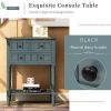 Narrow Console Table, Slim Sofa Table with Three Storage Drawers and Bottom Shelf for Living Room, Easy Assembly (Navy)