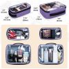 Makeup Bag 4 Inner Removable Pouches,Multifunctional Cosmetic Holds Makup/Hair Supplies Patent Pending Purple Cosmetic Bags