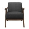 Modern Home Furniture Dark Gray Fabric Upholstered 1pc Accent Chair Cushion Back and Seat Walnut Finish Solid Rubber Wood Furniture