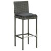 Garden Bar Stools with Cushions 2 pcs Gray Poly Rattan