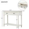 Console Table Traditional Design with Two Drawers and Bottom Shelf (Ivory White)