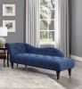 1pc Modern Traditional Chaise Button Tufted Detail Blue Upholstery Style Comfort Living Room Furniture Espresso Finish Legs