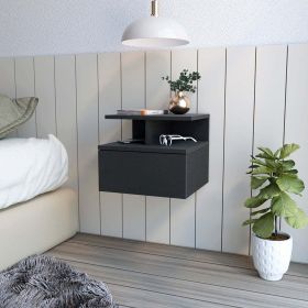 Floating Nightstand Flopini, One Drawer, Black Wengue Finish