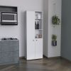 Riner Multistotage 67" H with 5-tier storage shelves and 2 doors, White