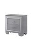 1pc Modern & Glam Style Two Drawers Nightstand Solid Wood w Built-in Night Light Silver Crocodile Finish Bedroom Furniture