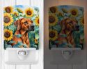 NEW Rhodesian Ridgeback in Sunflowers Ceramic Night Light Compact, UL-Certified, Ideal for Bedroom, Bathroom, Nursery, Hallway, Kitchen, 6x4x3