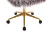 Modern Faux fur home office chair, fluffy chair for girls, makeup vanity Chair with Gold Plating Base