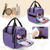 Makeup Bag 4 Inner Removable Pouches,Multifunctional Cosmetic Holds Makup/Hair Supplies Patent Pending Purple Cosmetic Bags