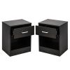 2pcs Night Stands with Drawer Black