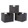 Melanie 3-Pc Foldable Woven Fiber Basket Set; Chocolate