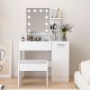 Makeup Vanity Table Set with Drawer and Storage Cabinet, Dressing Table with Vanity Cushioned Stool for Bedroom, Makeup Room