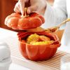 Cute Bowl, Pumpkin Ceramic Bowl with Lid, Microwave & Dishwasher Safe Dessert or Soup Bowl with Handle