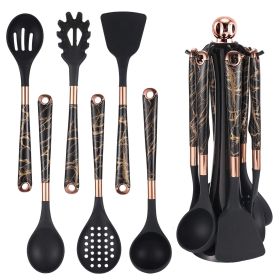 Kitchen Utensil Set, 7 Pieces Silicone Spatula Set for Nonstick Cookware, 446°F Heat Resistant Cooking Spatula with Rotatable Holder