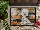 Bichon Frise Fall Kitchen Pumpkins Doormat Front Door Mat Indoor Outdoor Rugs for Entryway, Non Slip Washable Low Pile, 24H X 36W