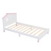 3-Pieces Bedroom Sets Twin Size Platform Bed with Nightstand and Storage dresser,White+Pink