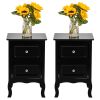 2pcs Country Style Two-Tier Night Tables Large Size Black