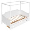 Twin Size Wooden Canopy Daybed with 3 in 1 Storage Drawers,White