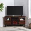 Modern Angled-Side Fireplace Corner TV Stand for TVs up to 10015' – Dark Walnut