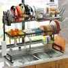 Over Sink Dish Drying Rack (Expandable Height/Length) Snap-On Design Large Dish Drainer Stainless Steel Storage Counter Organize