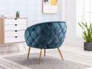 Gorgeous Living Room Accent Chair 1pc Button-Tufted Back Covering Blue Fabric Upholstered Metal Legs