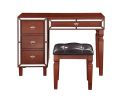 Traditional Formal Cherry Color Vanity Set w Stool Storage Drawers 1pc Bedroom Furniture Set Tufted Seat Stool