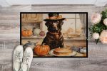 Chocolate Lab Fall Kitchen Pumpkins Doormat Front Door Mat Indoor Outdoor Rugs for Entryway, Non Slip Washable Low Pile, 24H X 36W