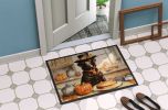 Chocolate Lab Fall Kitchen Pumpkins Doormat Front Door Mat Indoor Outdoor Rugs for Entryway, Non Slip Washable Low Pile, 24H X 36W