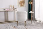 Modern Soft White Teddy fabric Ivory Ergonomics Accent Chair Living Room Chair Bedroom Chair Home Chair With Gold Legs And Adjustable Legs For Indoor