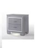 1pc Modern & Glam Style Two Drawers Nightstand Solid Wood w Built-in Night Light Silver Crocodile Finish Bedroom Furniture