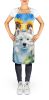 American Eskimo in Sunflowers Apron Cooking Kitchen Server Baking Crafts Gardening for Adult Women Men, Unisex, Large, Multicolor