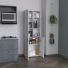 Riner Multistotage 67" H with 5-tier storage shelves and 2 doors, White