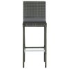 Garden Bar Stools with Cushions 2 pcs Gray Poly Rattan